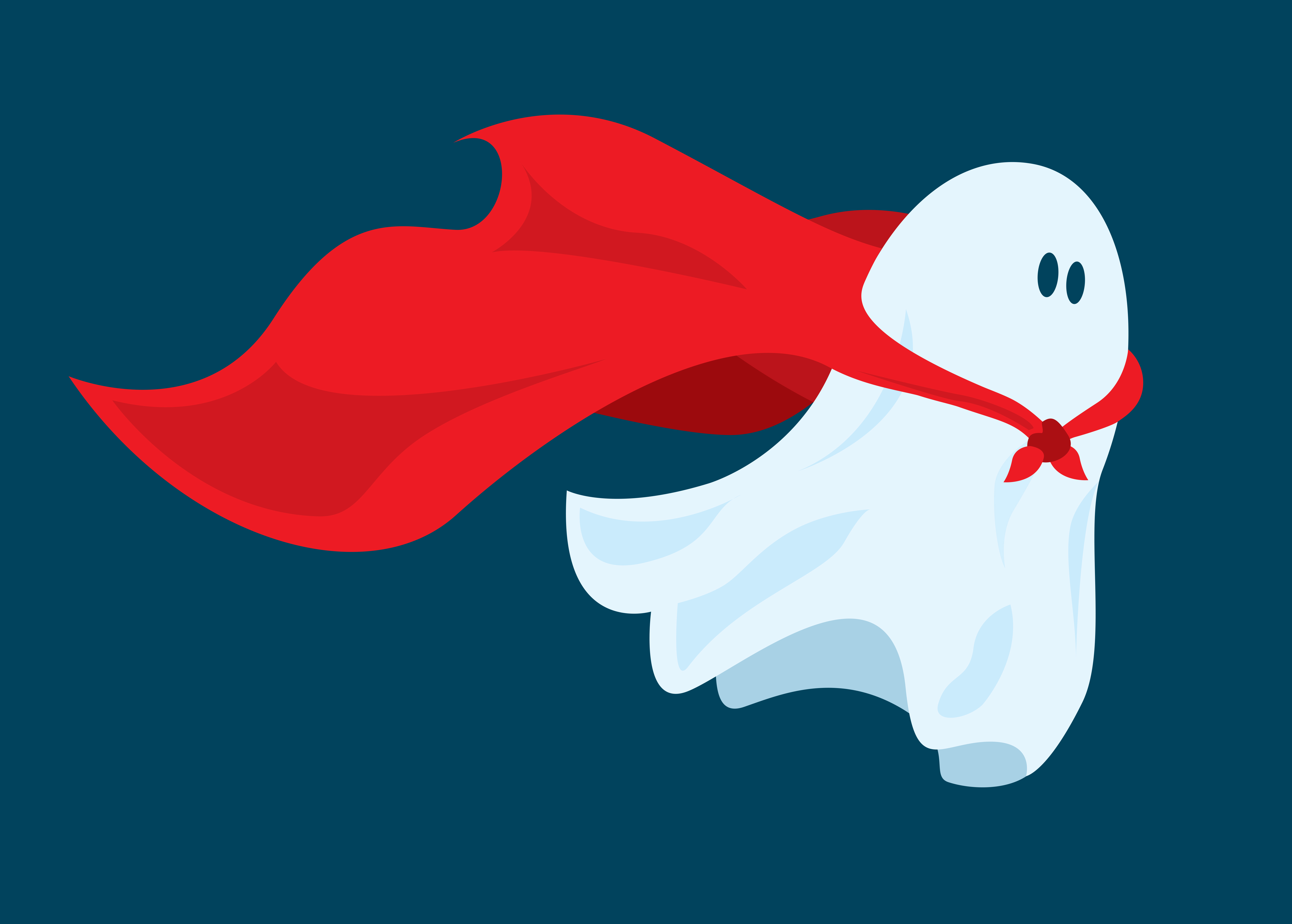Ghost flying in red cape