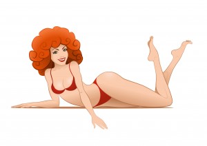Redhead in bikini