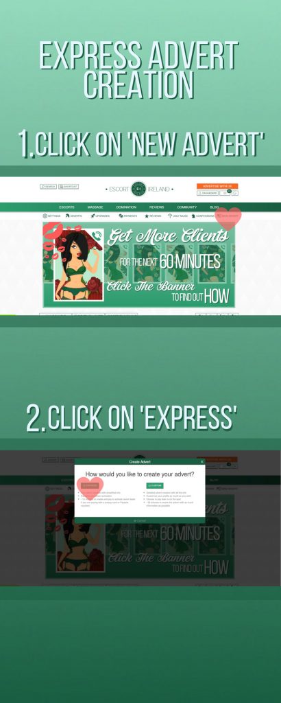 How to get Express Adverts on Escort Ireland