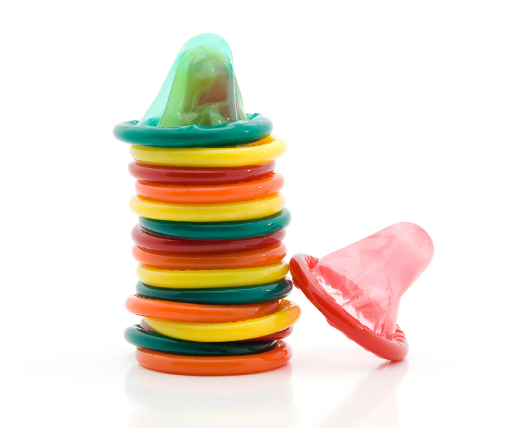 Condoms stacked on top of one another
